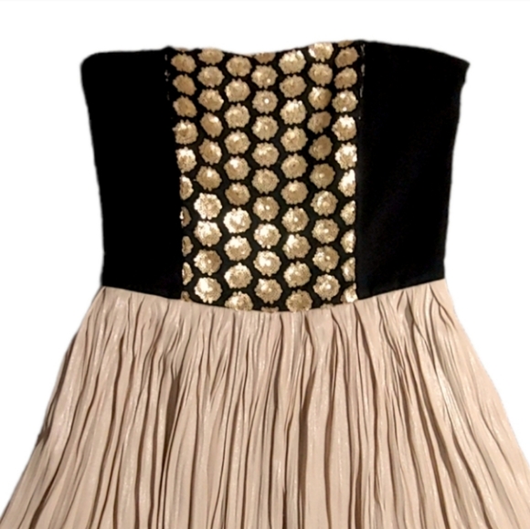 Rachel Rachel Roy Gold Sequin Polka Dot Bustier Mini Flared Dress Women's Size 2 - Picture 6 of 7